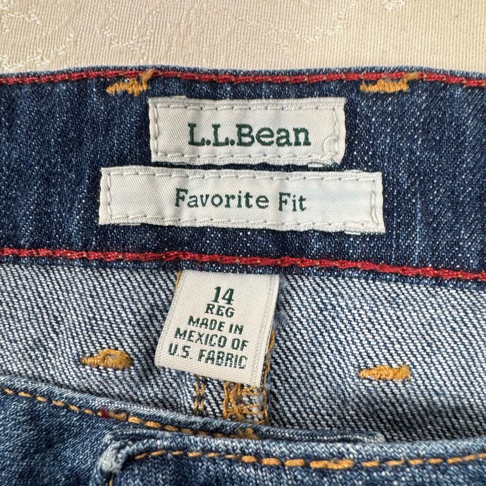 L.L. Bean Favorite Fit Womens Cotton Demin Pocket Blue Jean Skirt Size 14 Reg
